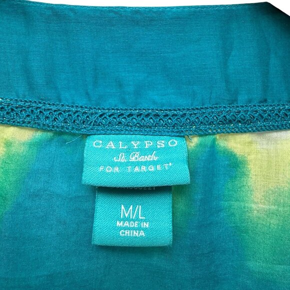 Calypso St. Barts x Target Kimono Swim Coverup M/L Silk Cotton Top No Belt - Picture 4 of 9